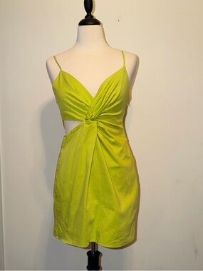 Zara Lime Twist Cutout Mini Dress